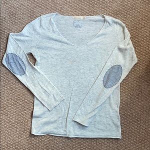 Heather gray lightweight v-neck w/cashmere sz s/m